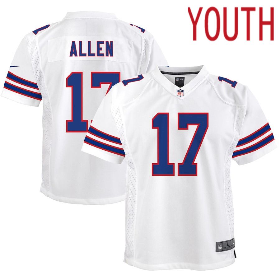 Youth Buffalo Bills 17 Josh Allen Nike White Game Player NFL Jersey